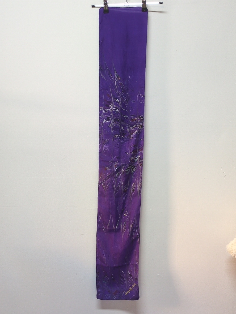 Vintage Signed Artisan Purple Silk Scarf- Golightly 1992